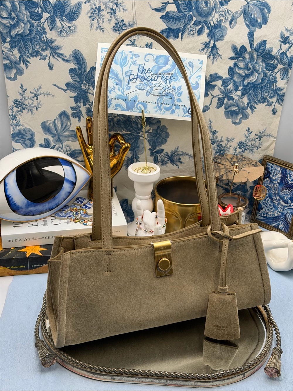 🆕 OROTON 🧿 NWT Mille Suede Baguette, Caper Light Tan - Picture 3 of 16